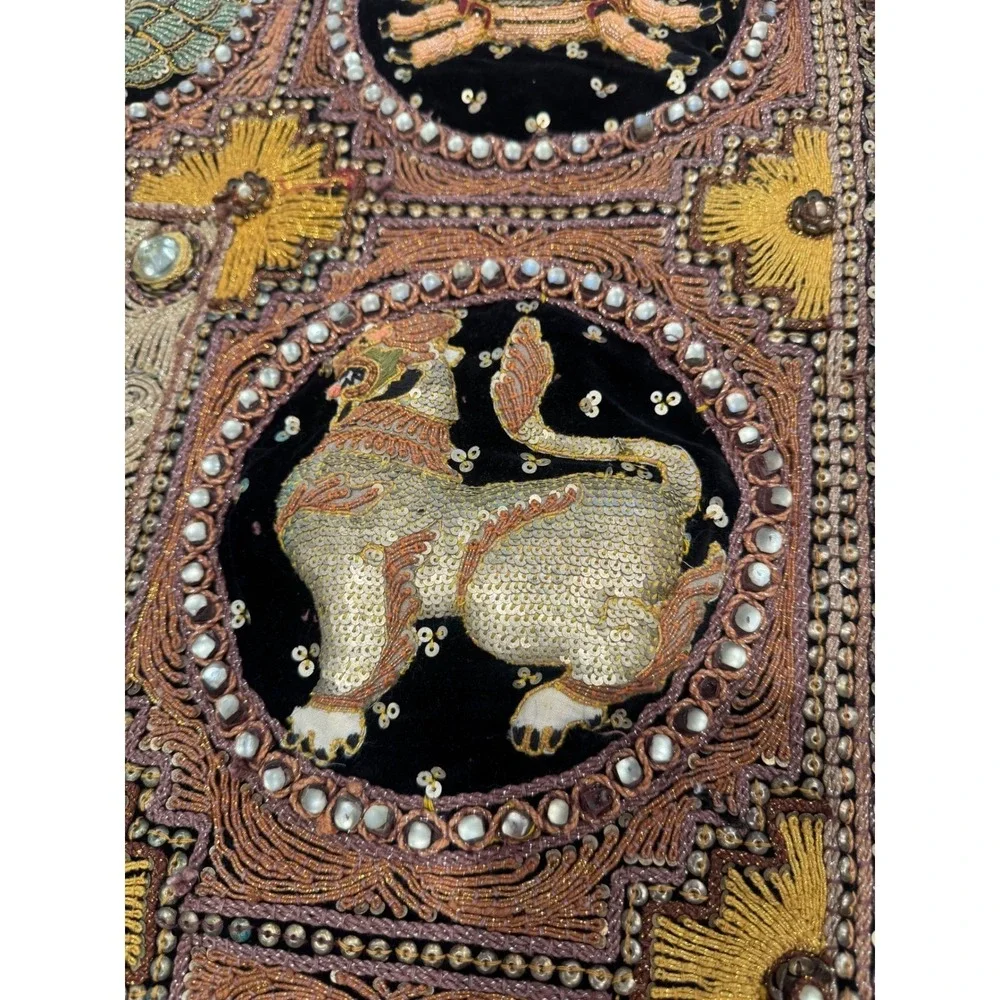 Vintage Burmese Kalaga Shwe Chi Doe Hand Embroidered Tapestry 46